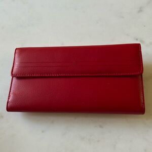 New Vintage Buxton red leather bi-fold wallet checkbook